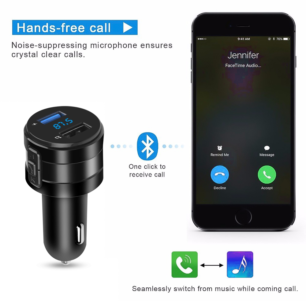 Transmetteur FM Bluetooth 4.2, - Robot Bluetooth Car avis et prix